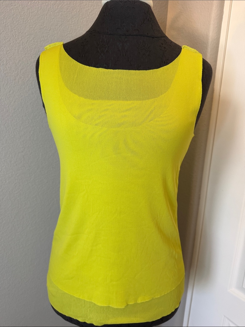 Babette SF Retro Mesh Bright Yellow Scoop Neck Tank Top Size Small